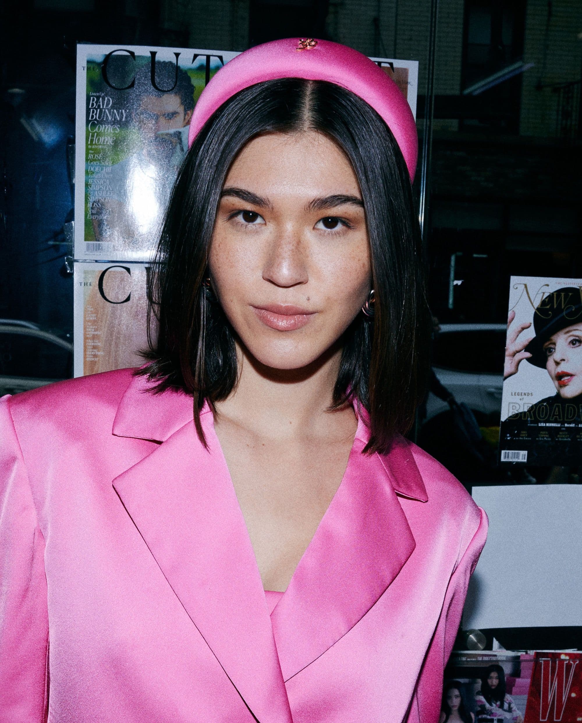 pink recycled polyester satin headband