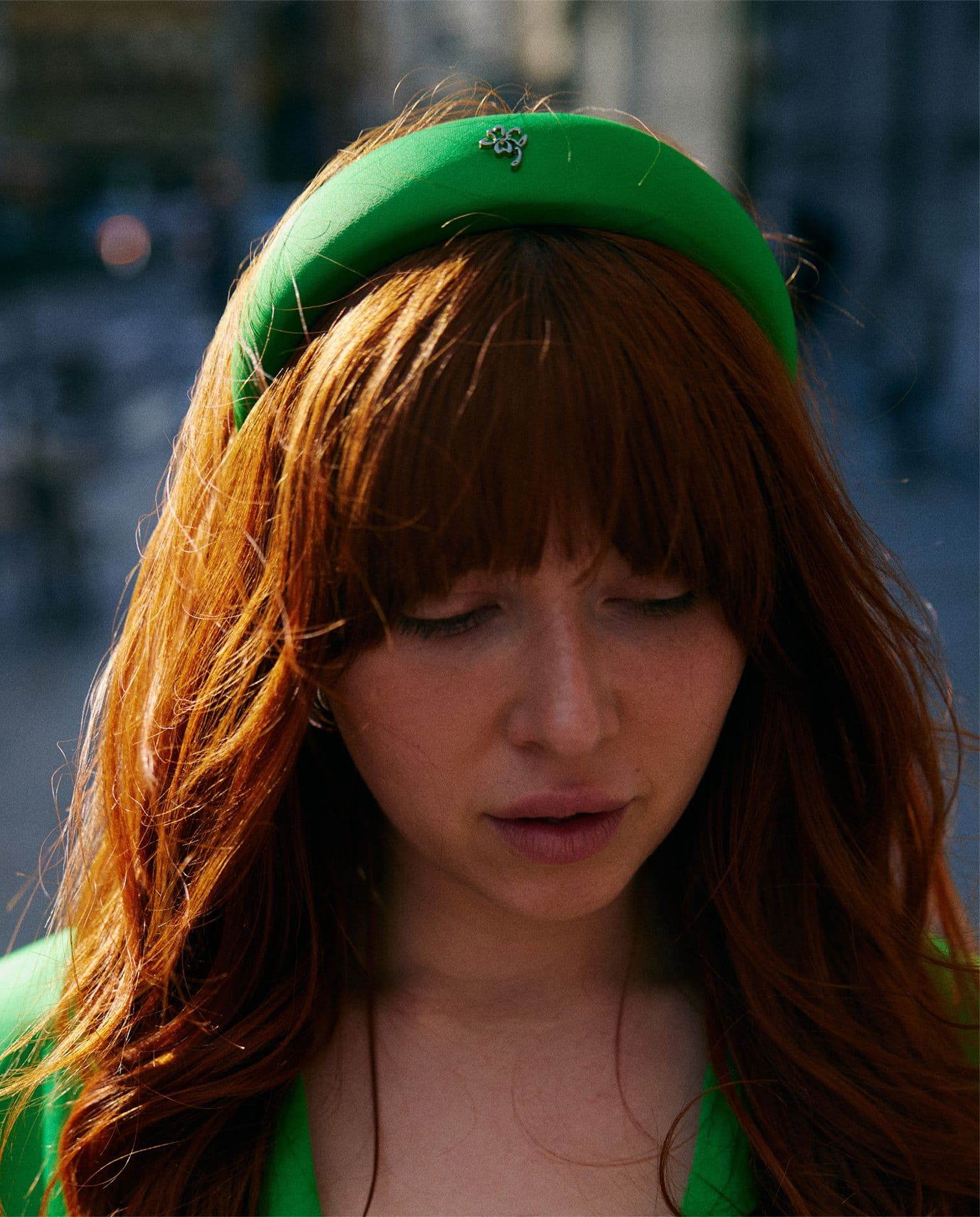 green recycled polyester satin headband