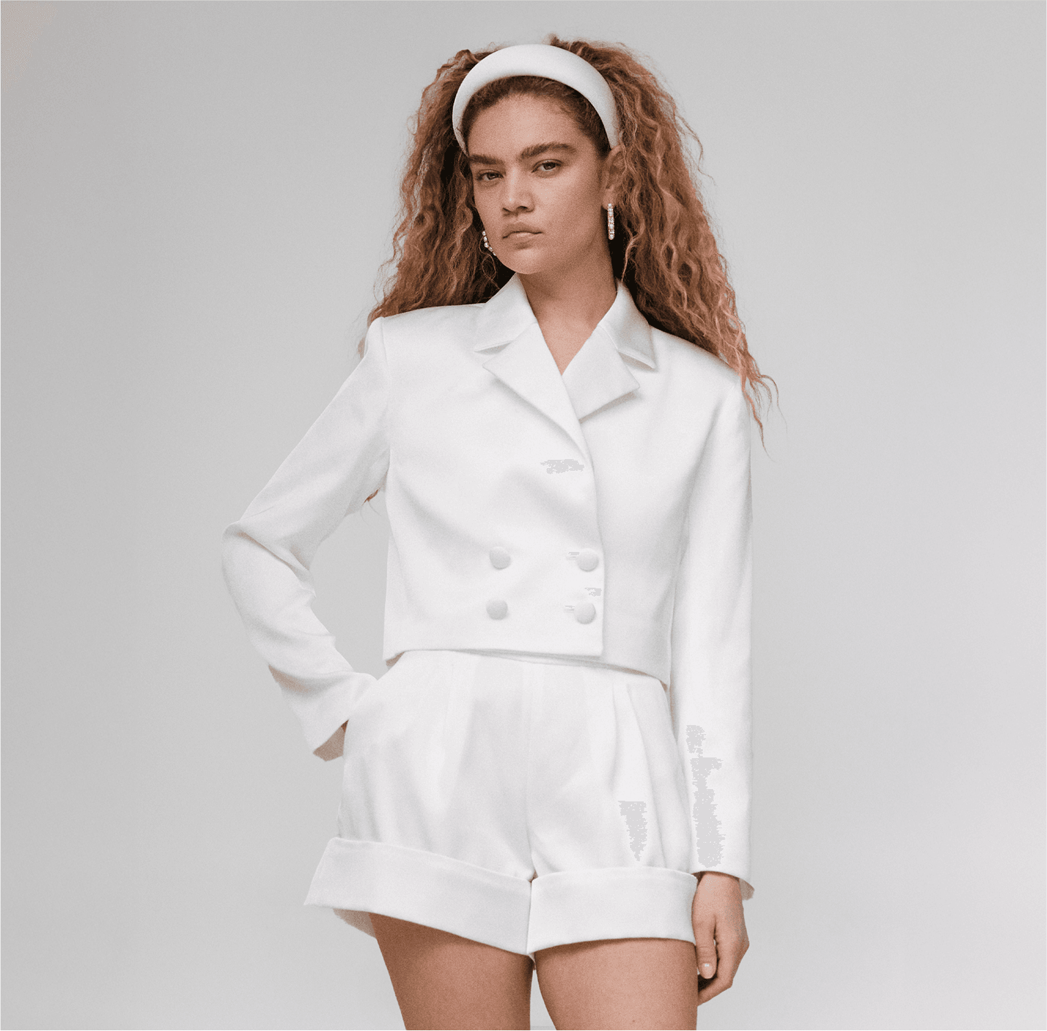 white recycled polyester satin shorts