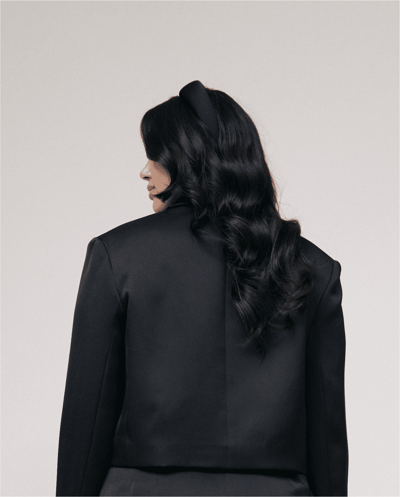 black recycled polyester satin headband