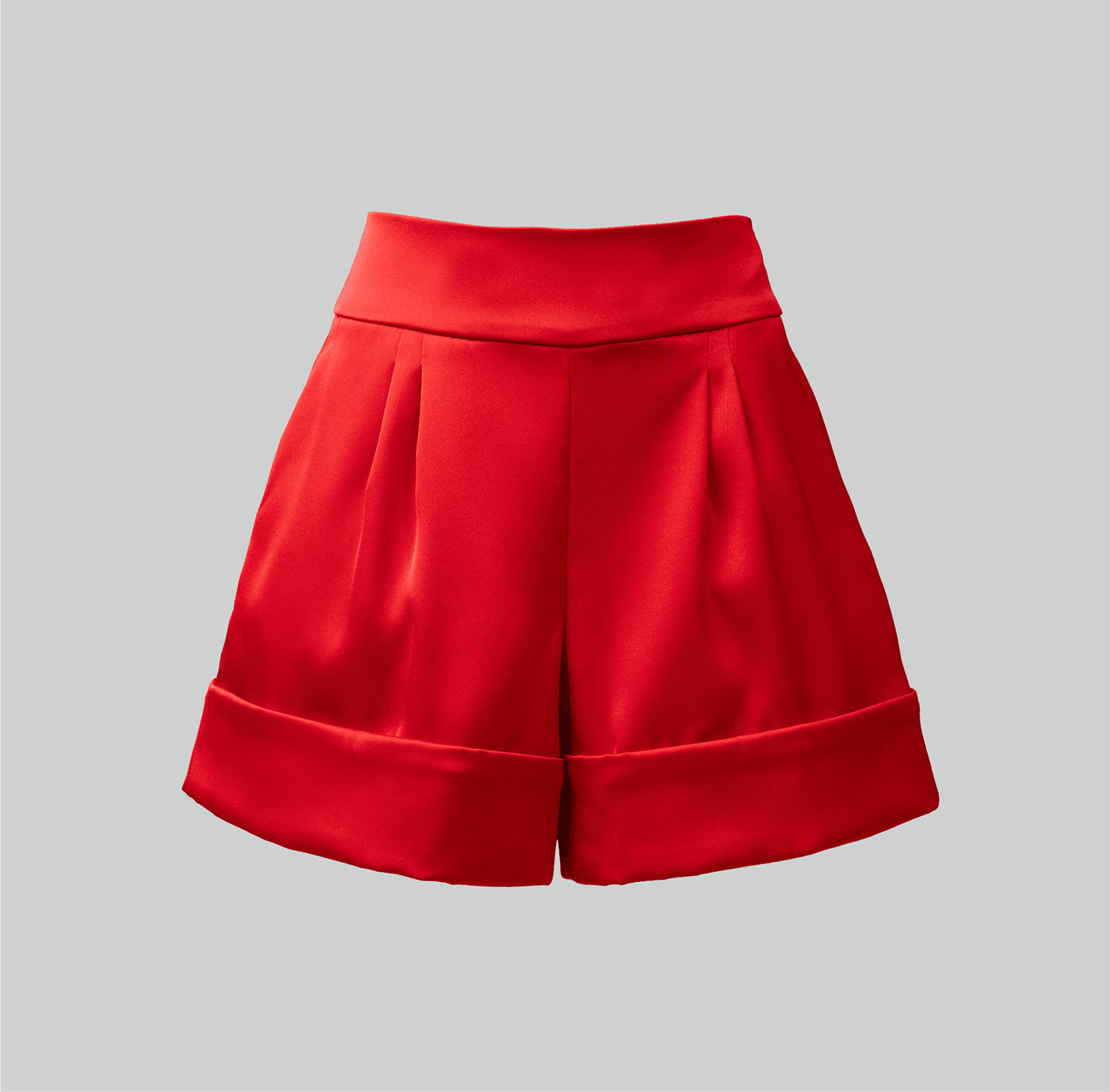 red recycled polyester satin blazer short set