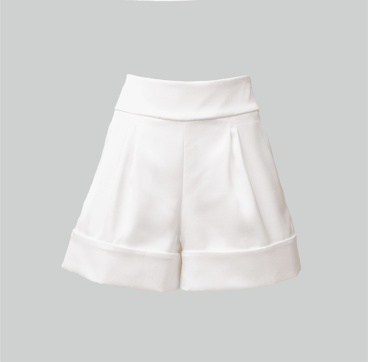 white recycled polyester satin shorts