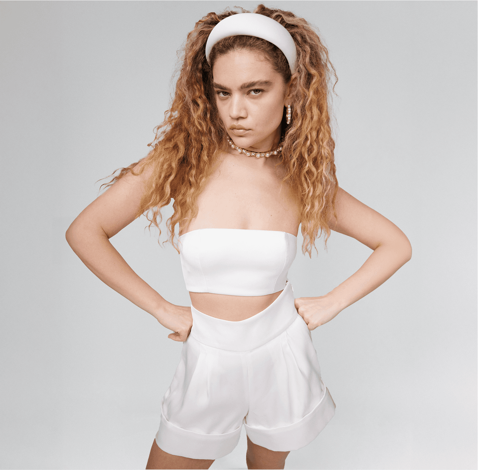 white recycled polyester satin shorts